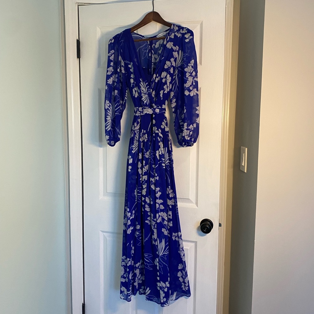 Calvin Klein chiffon long sleeve maxi dress